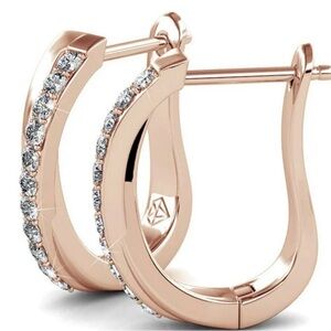 18k Rose Gold Plated 16mm Hoop Earrings with Swarovski Crystals